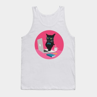 Work From Home Cat (Circle Design) Tank Top